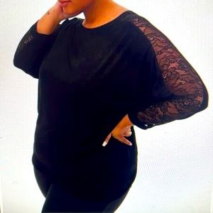 Torrid super soft black lace inset dolman top